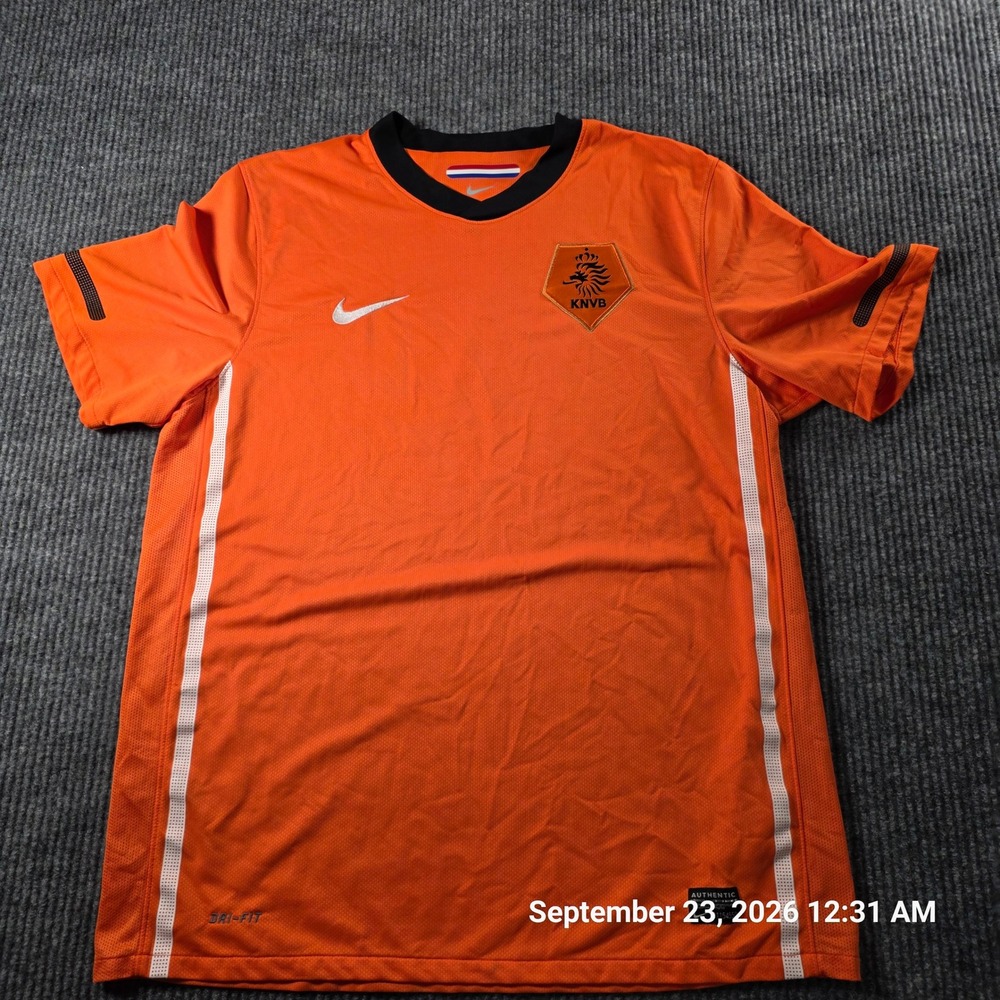 Nike Netherlands KNVB Soccer Jersey Mens Large Orange Dri-FIT Nederland Football